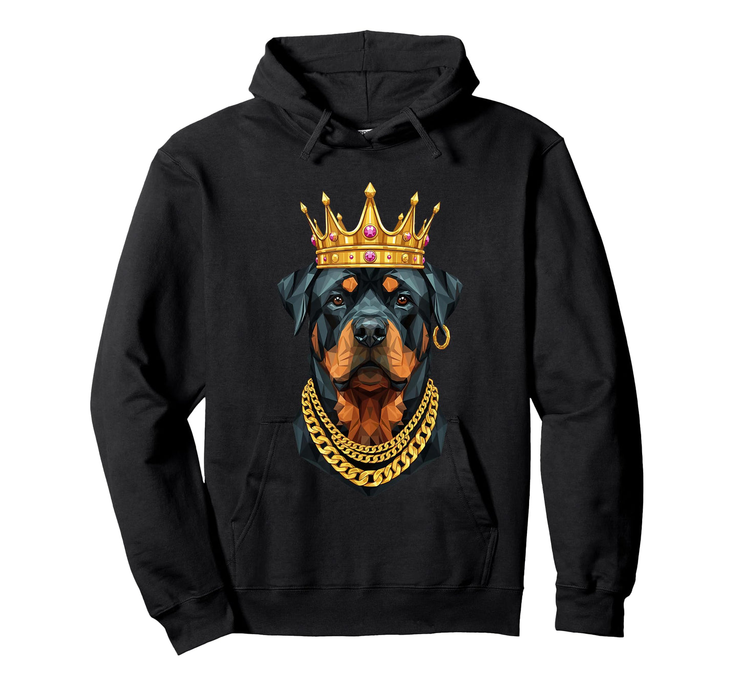 Rottweiler Dog Gangster Golden Crown King Regal Art T-Shirt