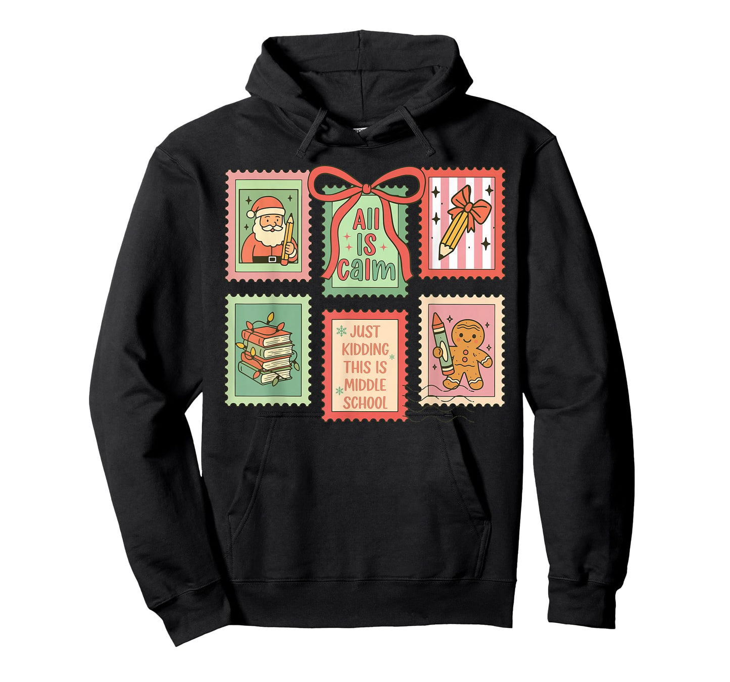 Middle School Teacher Christmas Stamp Bow Middle School Crew T-Shirt