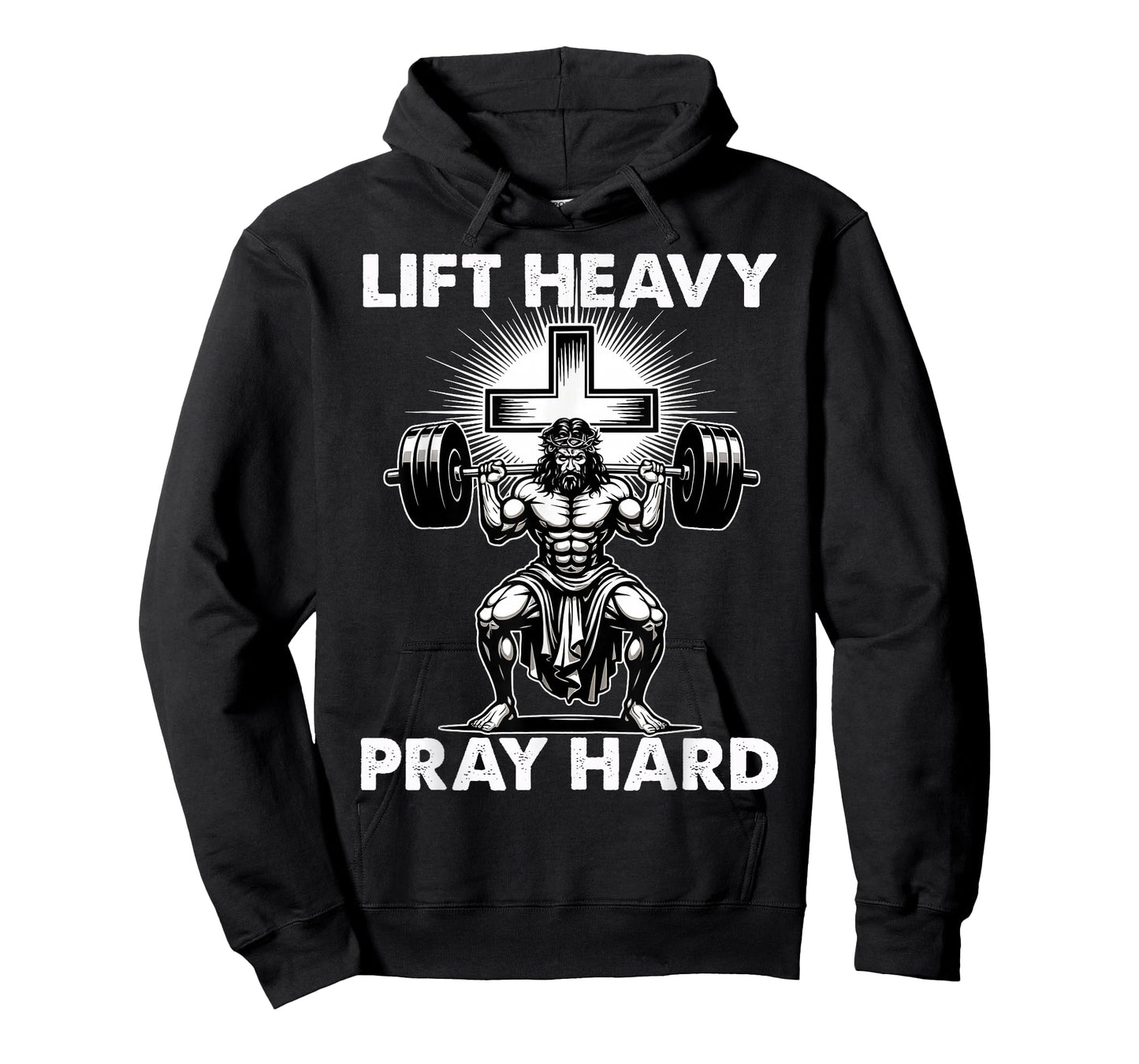 Lift Heavy Pray Hard Workout Christian Lifting Jesus Gym God T-Shirt