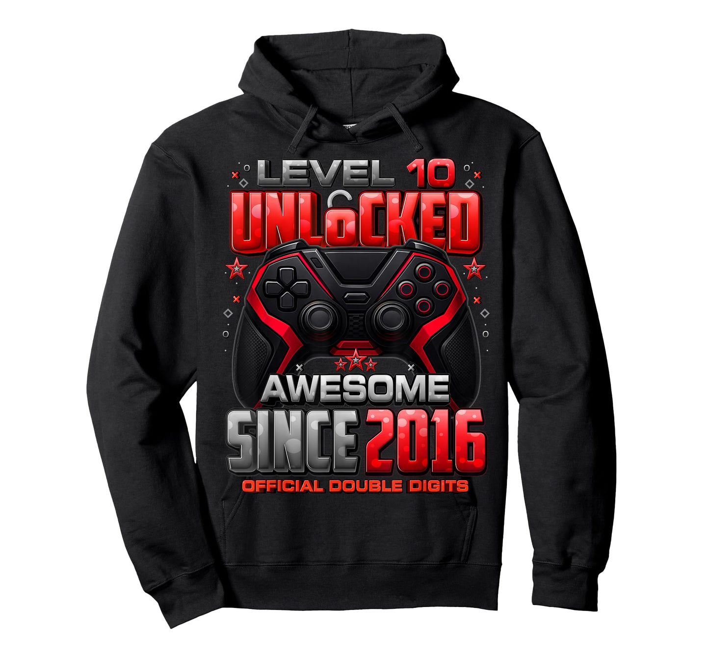 Level 10 Unlocked Awesome Since 2016 10th Birthday Gaming T-Shirt