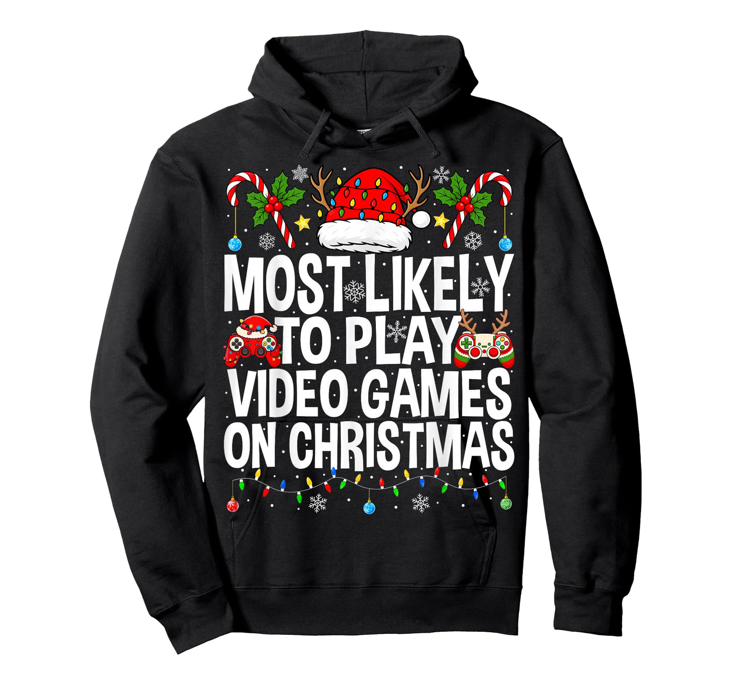 Most Likely to Play Video Games Christmas Gamer Xmas Gaming T-Shirt