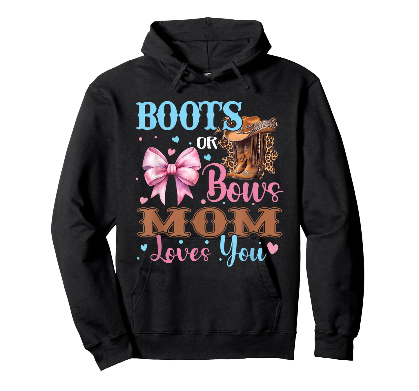 Boots or Bows Mom Loves You Gender Reveal Family T-Shirt