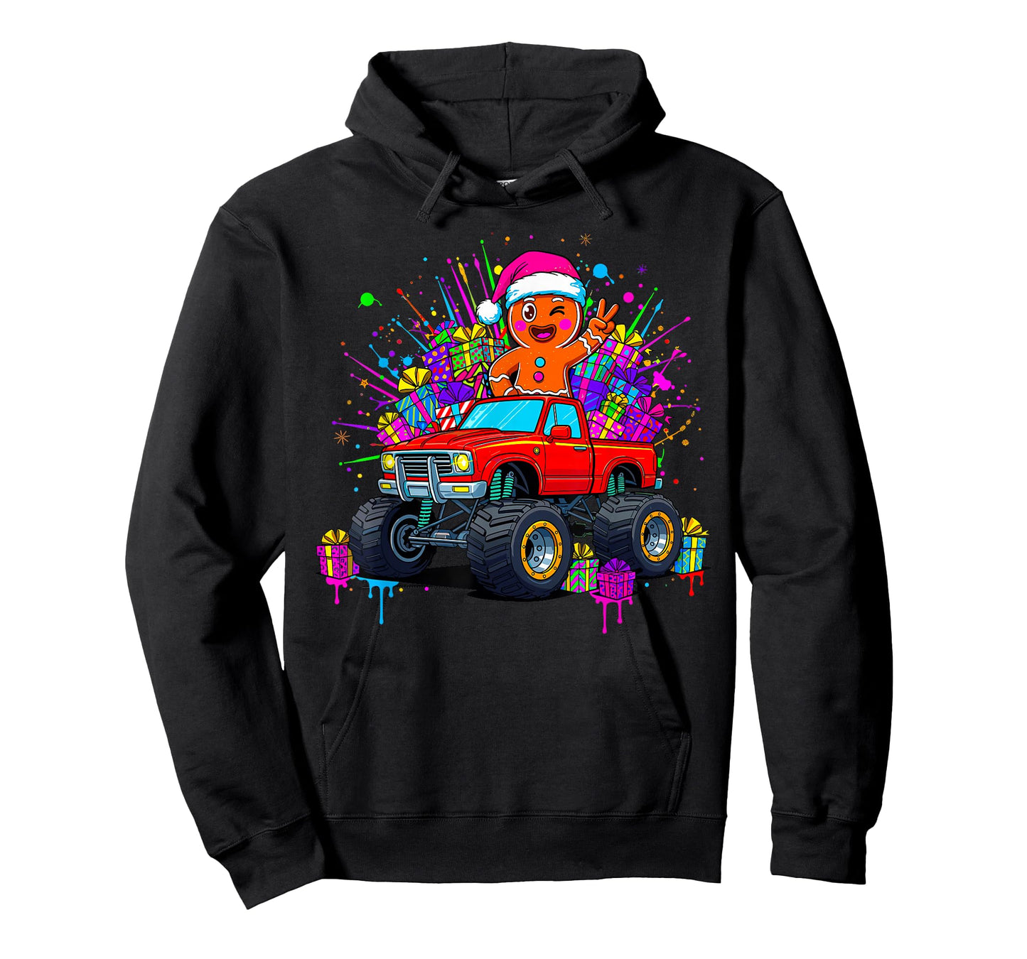 Monster Truck Gingerbread Man Funny Christmas Baking T-Shirt