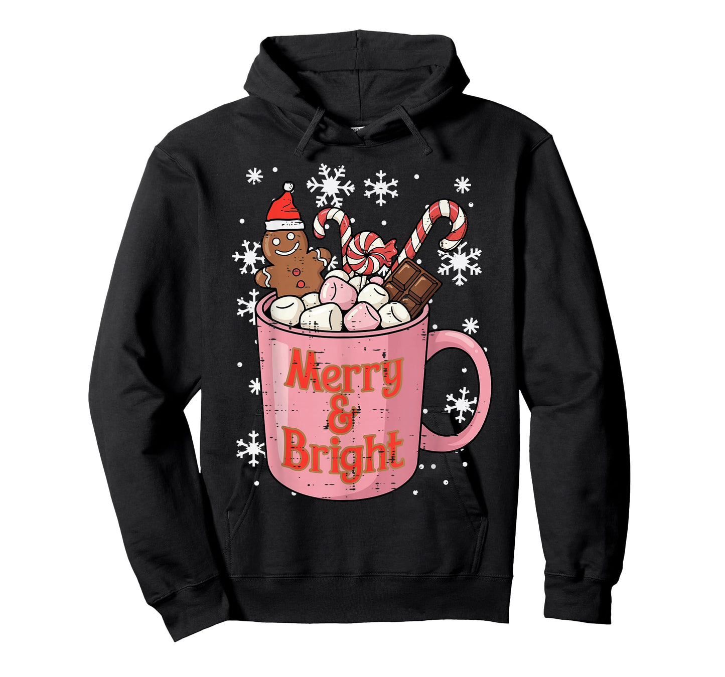 Christmas Gingerbread Cocoa Merry Bright Xmas Women Girls T-Shirt