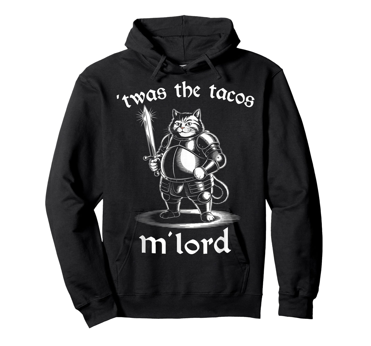 'TWAS The Tacos M'Lord – Funny Medieval Cat T-Shirt