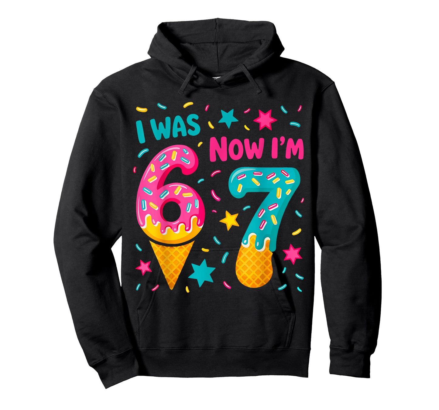 I was 6 Now I'm 7 Six Seven Meme Ice Cream Drip Birthday T-Shirt