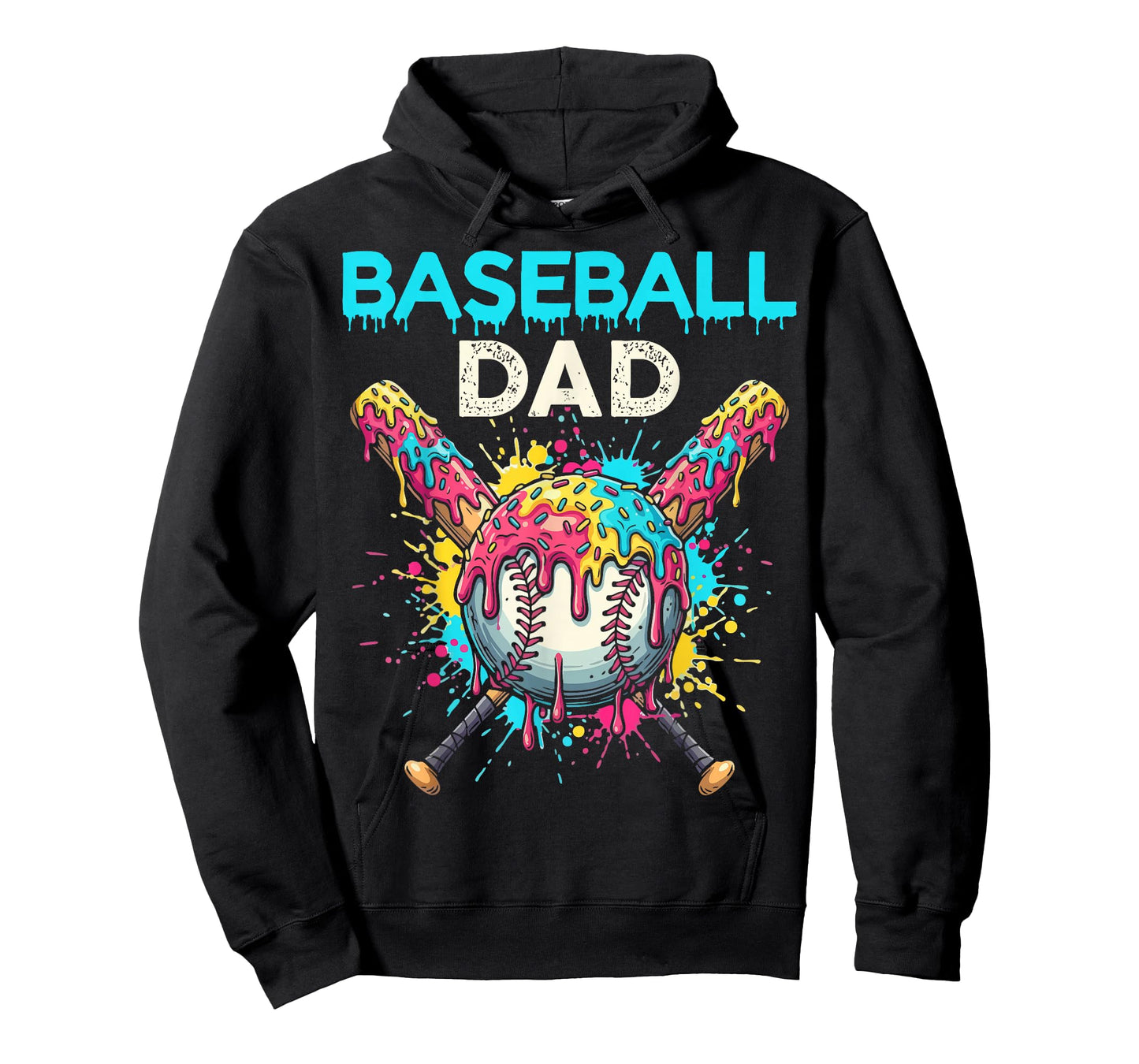 Baseball Dad Ice Cream Drip Crossed Bats Sport T-Shirt