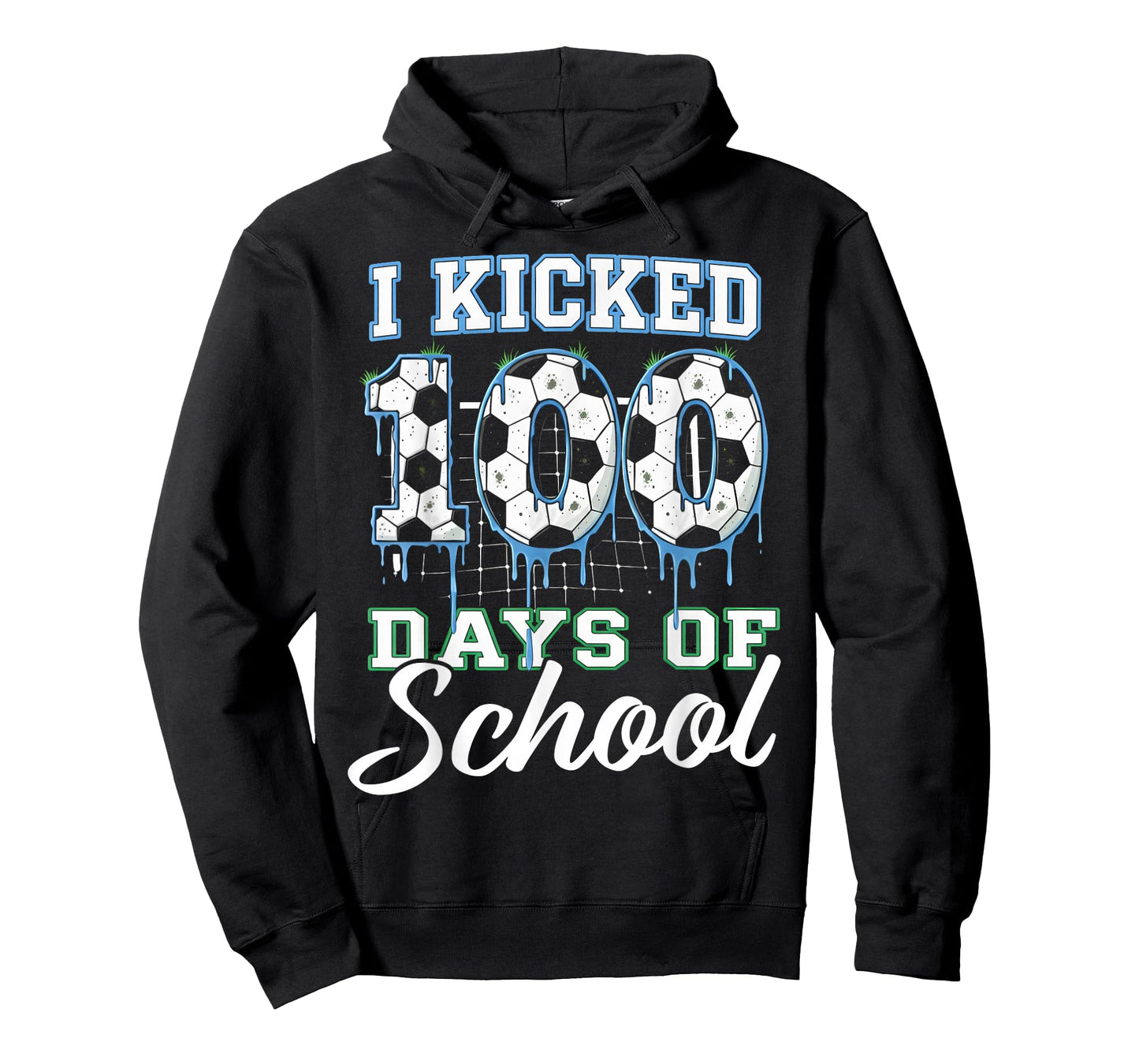 I Kicked 100 Days of School Soccer Ice Cream Drip 100th Day T-Shirt