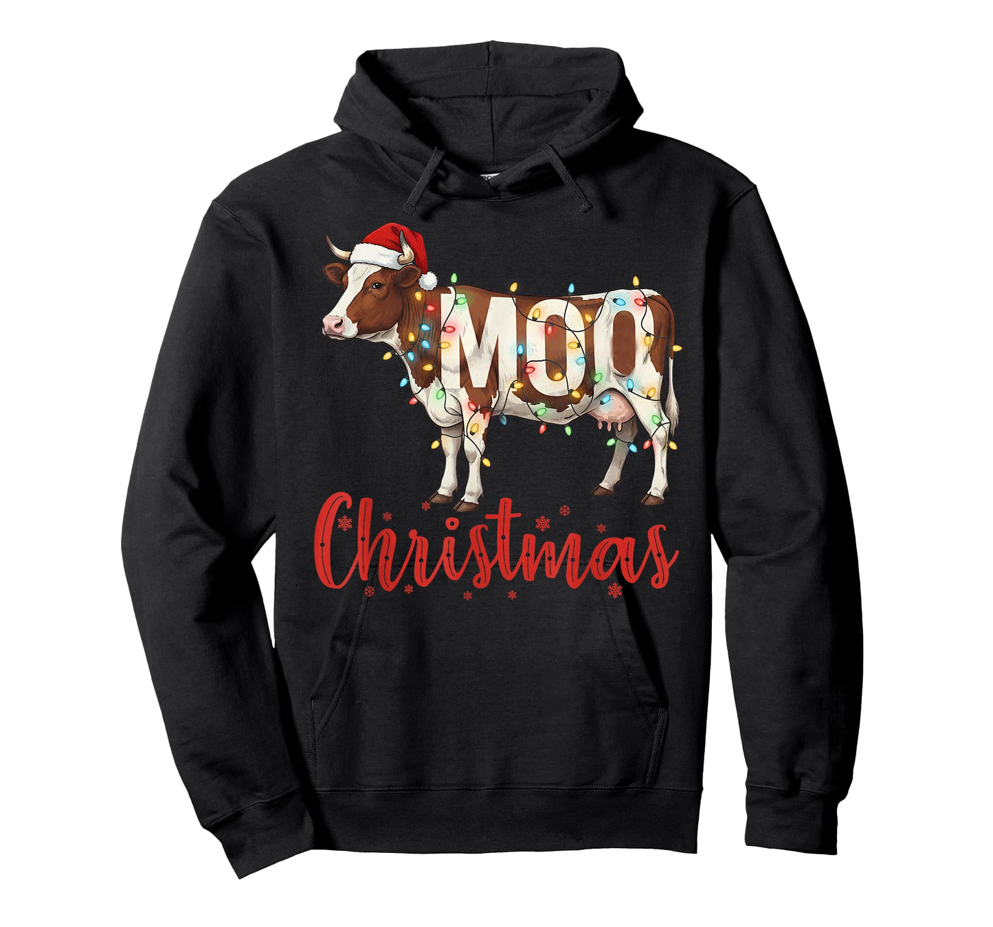 Funny Cow Lovers Cattle Famer Farming MOO Christmas Lights T-Shirt