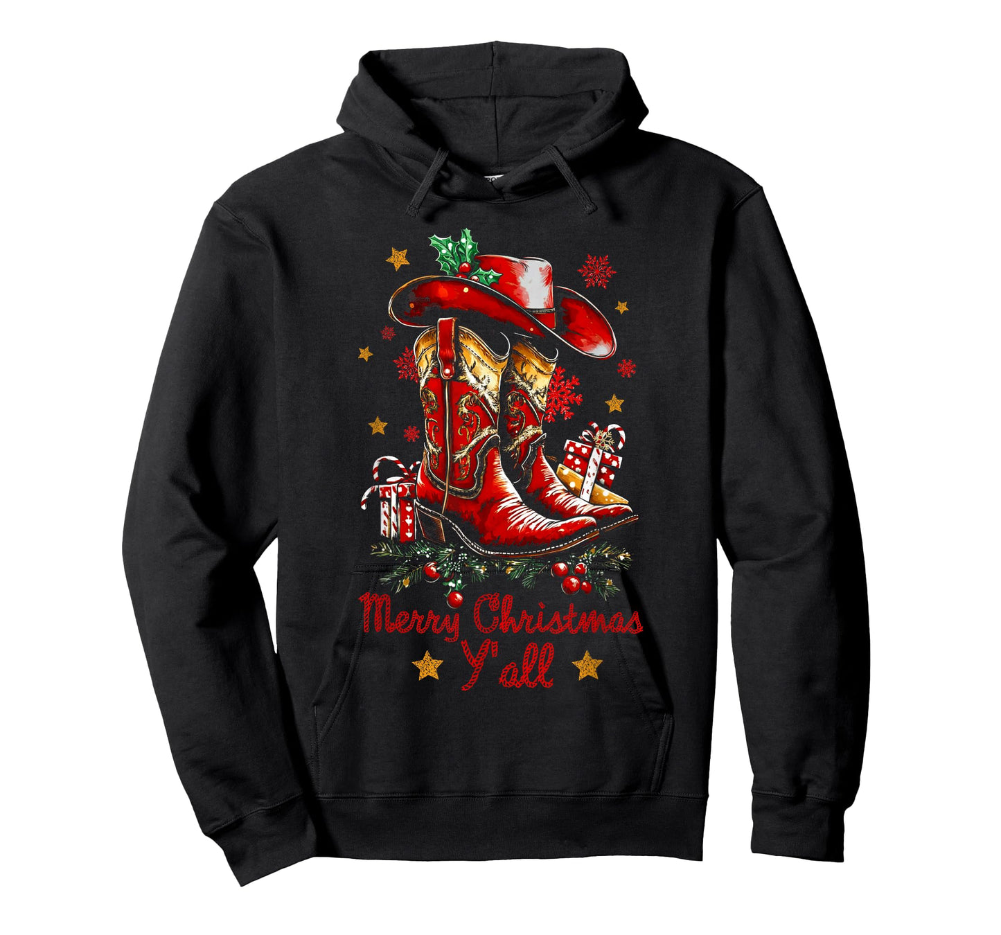 Merry Christmas Y'all Howdy Christmas Boots Cowgirl Coquette T-Shirt