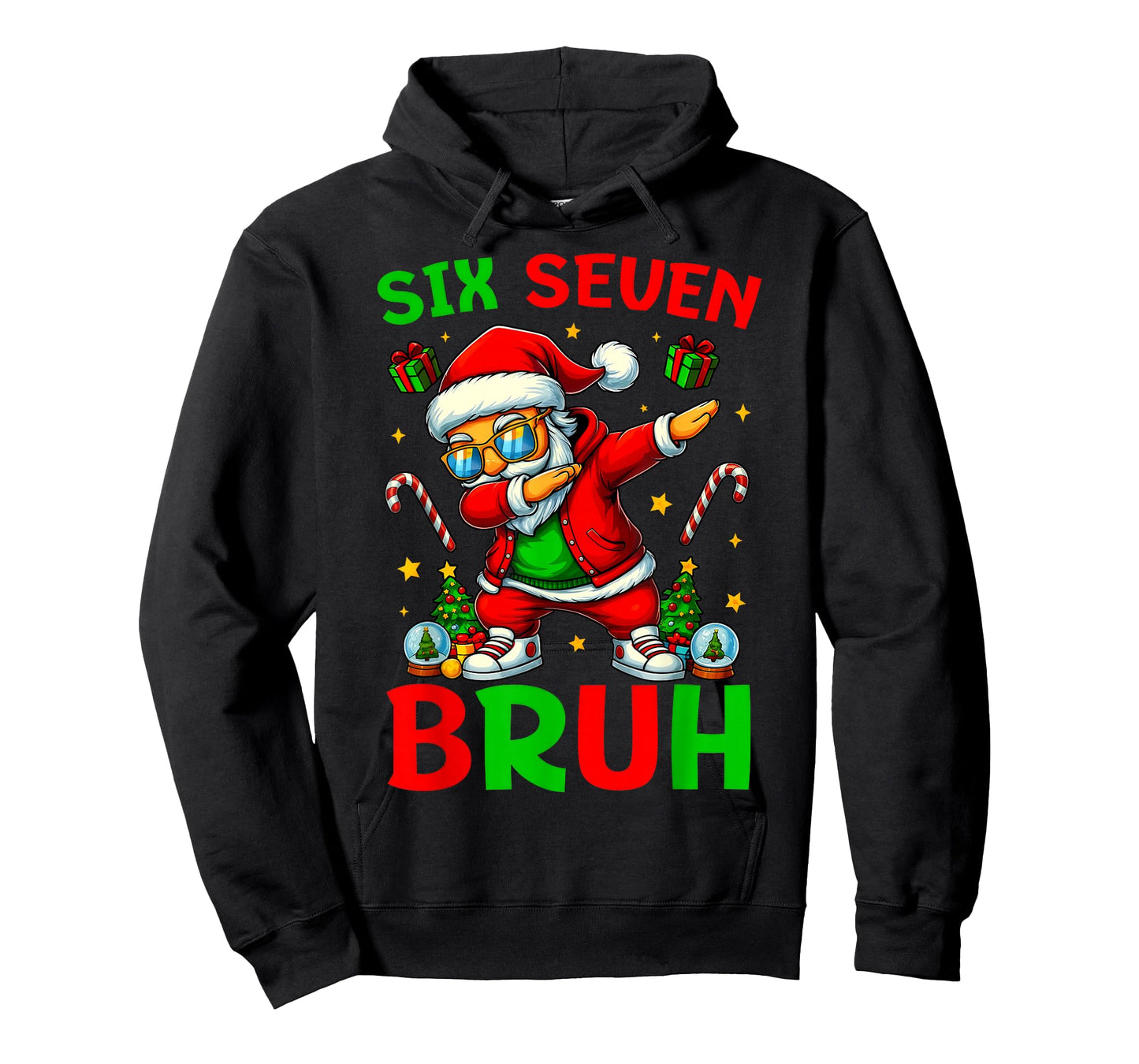 Six Seven 6 7 Meme Dabbing Santa Merry Christmas Bruh T-Shirt