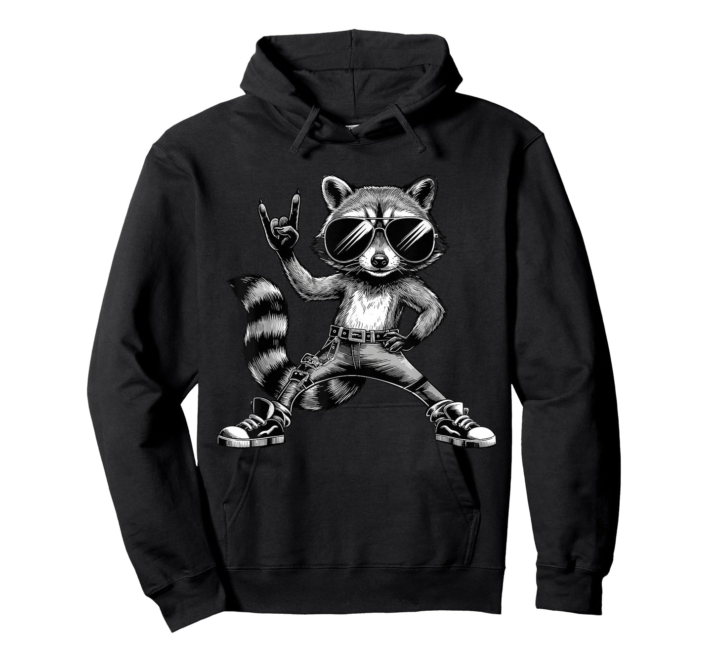 Retro Raccoon Rock Music Men Kids Women T-Shirt