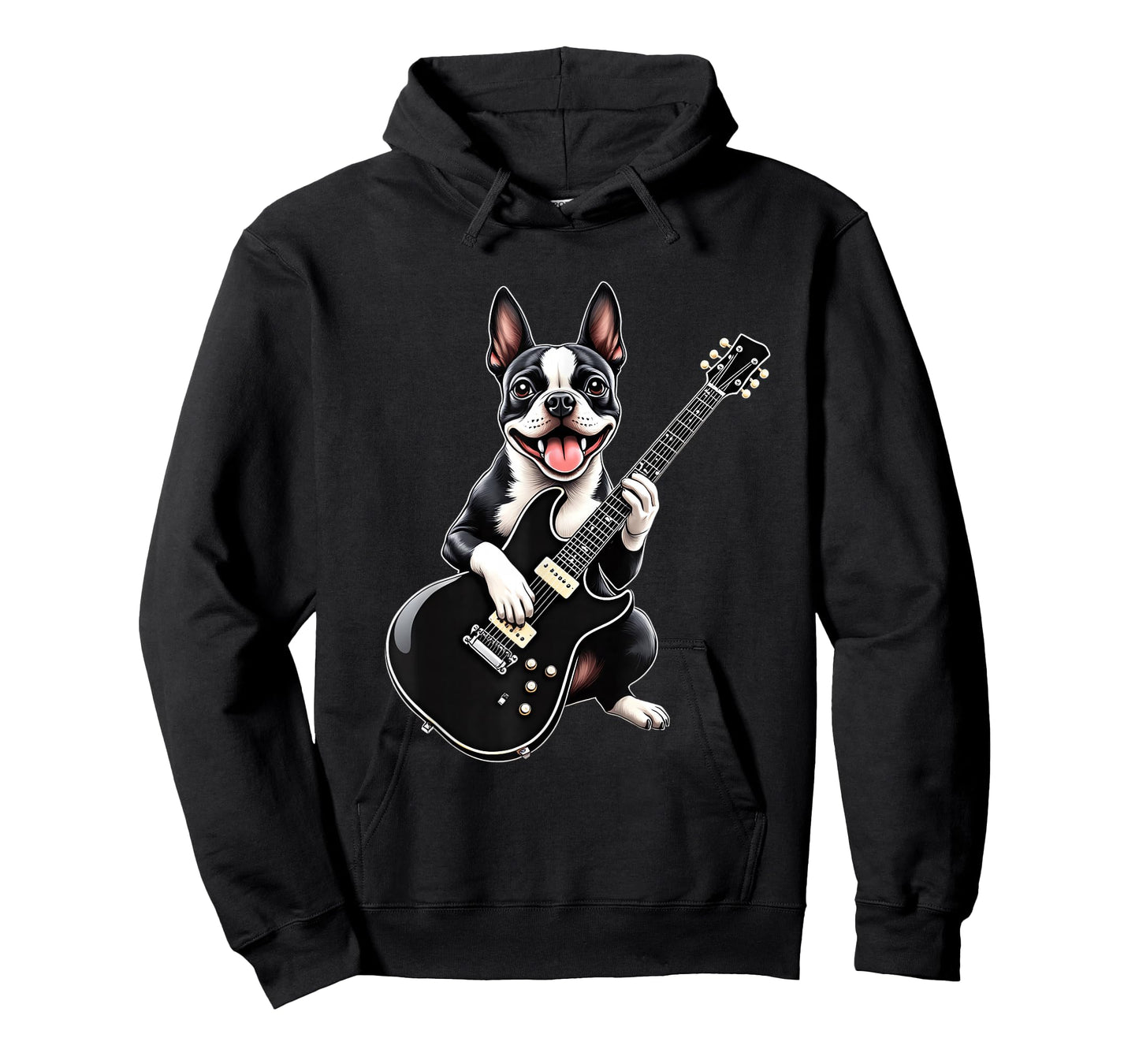 Funny Boston Terrier Dog Playing Guitar Music Lovers T-Shirt