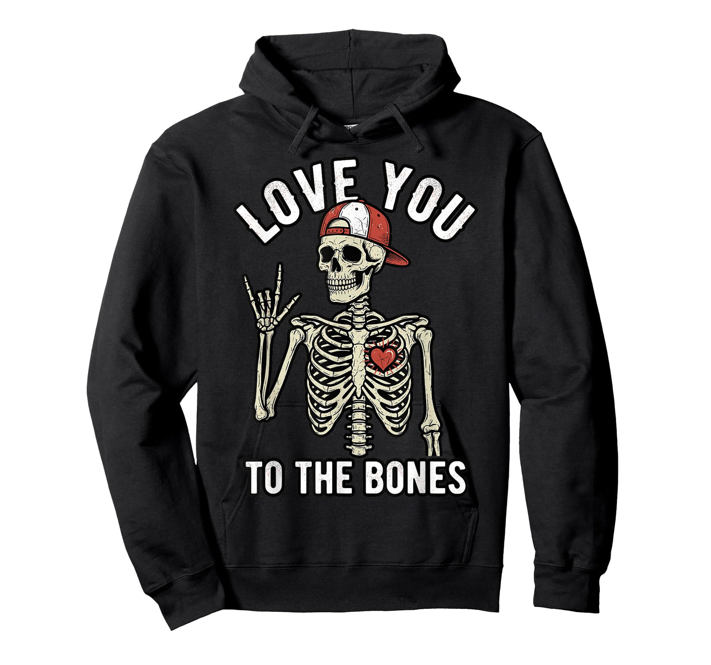 Valentines Day Skeleton Rocker Love You to The Bones Rock On T-Shirt