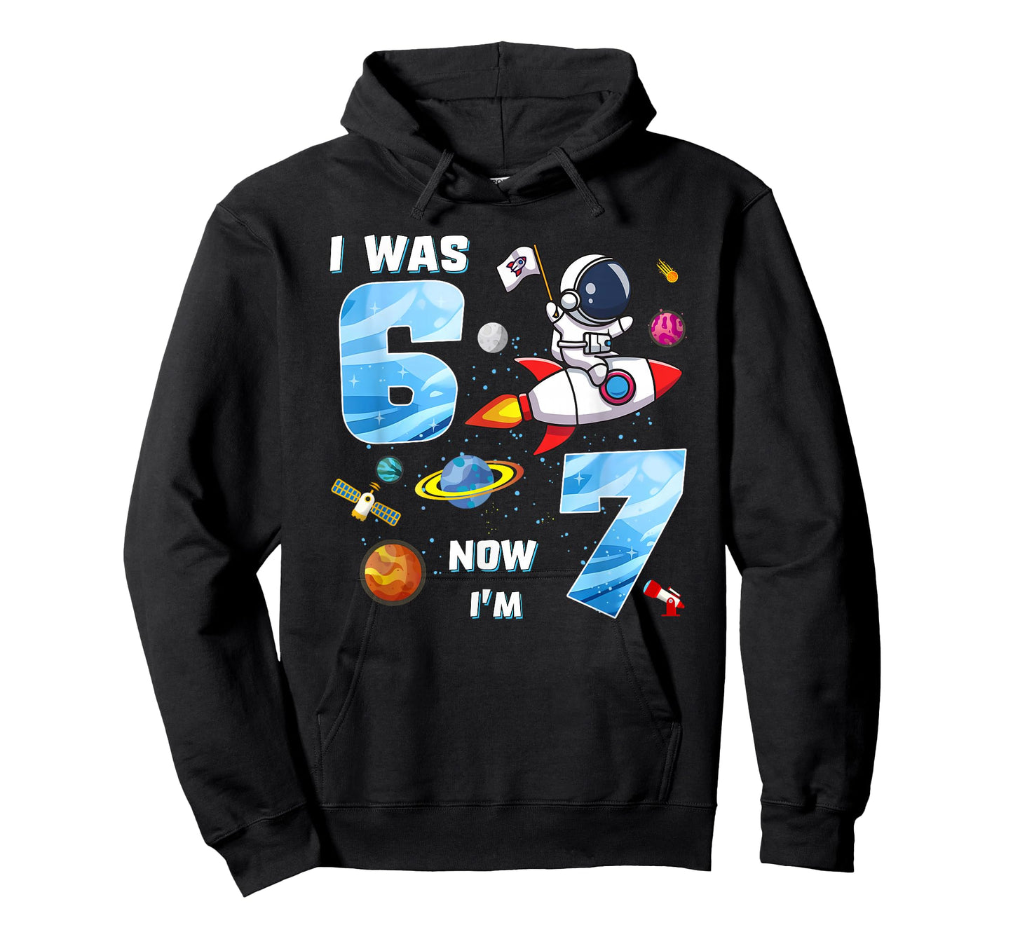 I was 6 Now I’m 7 Funny 67 Meme 7th Birthday Astronaut Theme T-Shirt