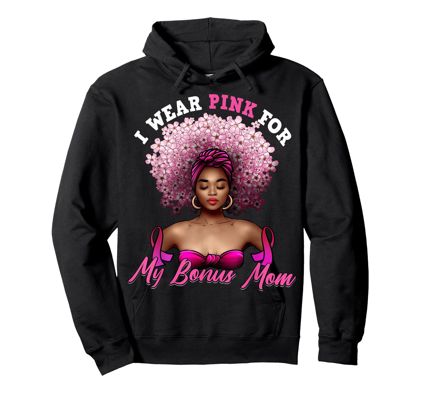 I Wear Pink for My Bonus Mom Black Stepmom Breast Cancer T-Shirt