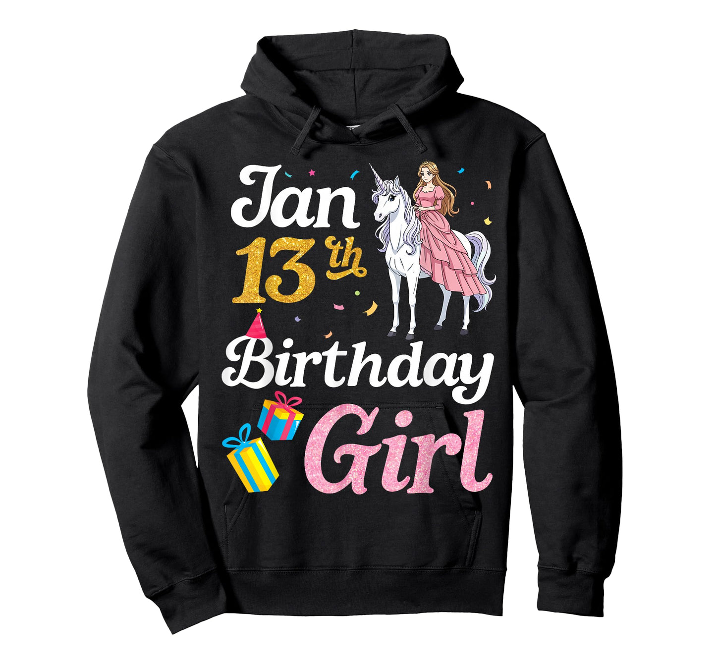 Born On January 13th Happy Birthday to Me Cute Unicorn Girl T-Shirt