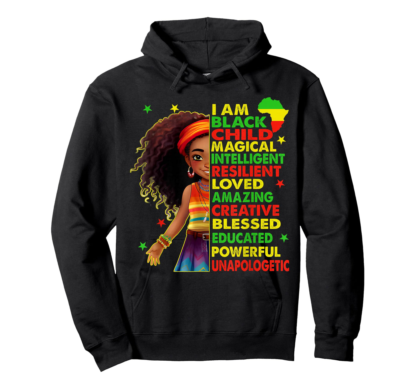 I Am Black Child Juneteenth African American Girls Kids T-Shirt