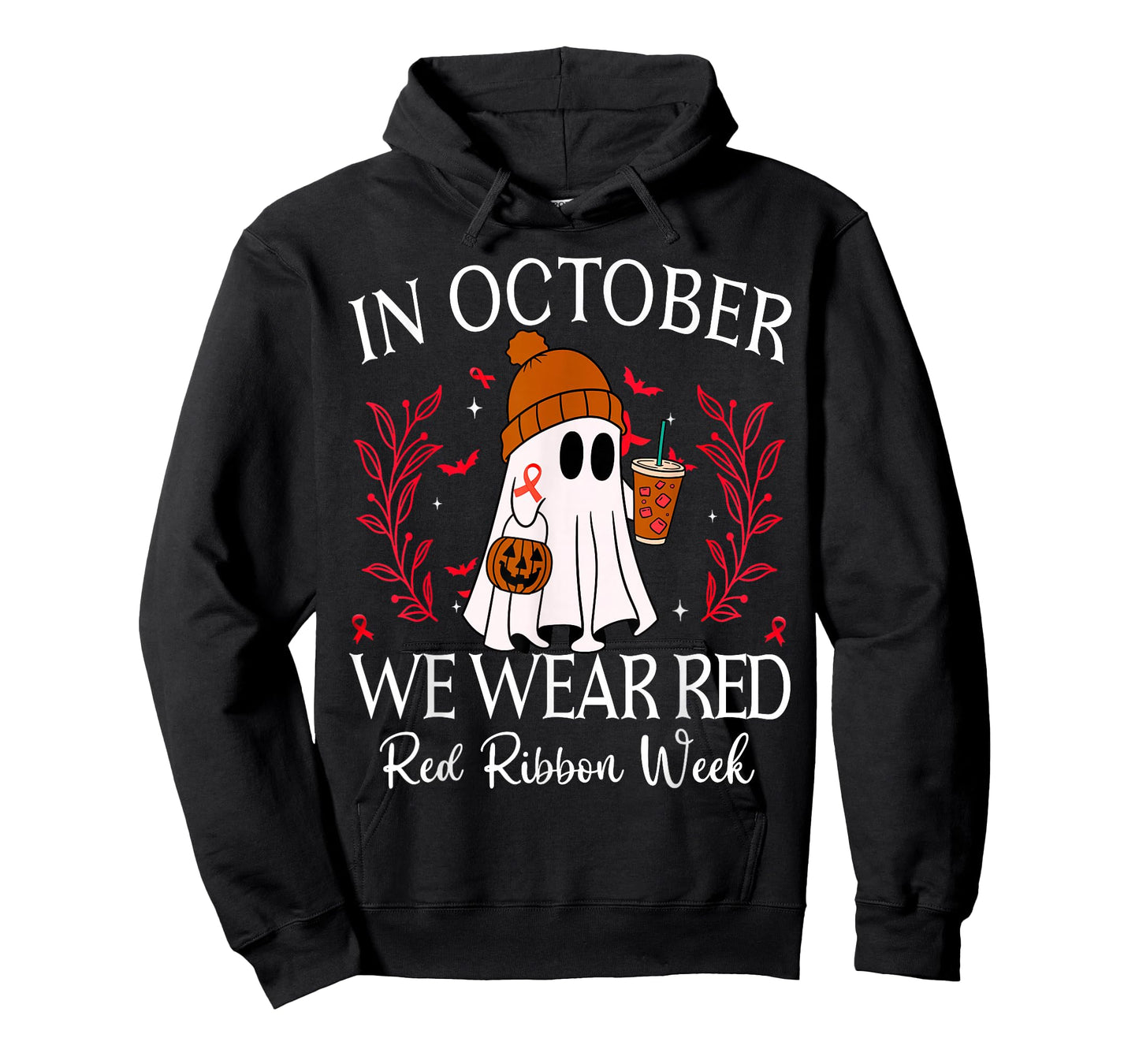 in October We Wear Red for Red Ribbon Week Halloween T-Shirt