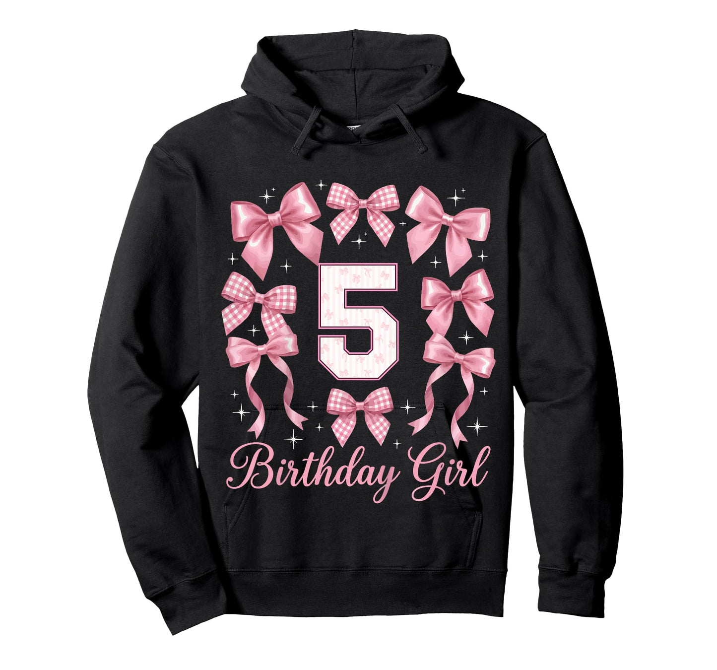 Kids 5th Birthday Shirt Girl Coquette Bow Kids Five 5 Year Old T-Shirt