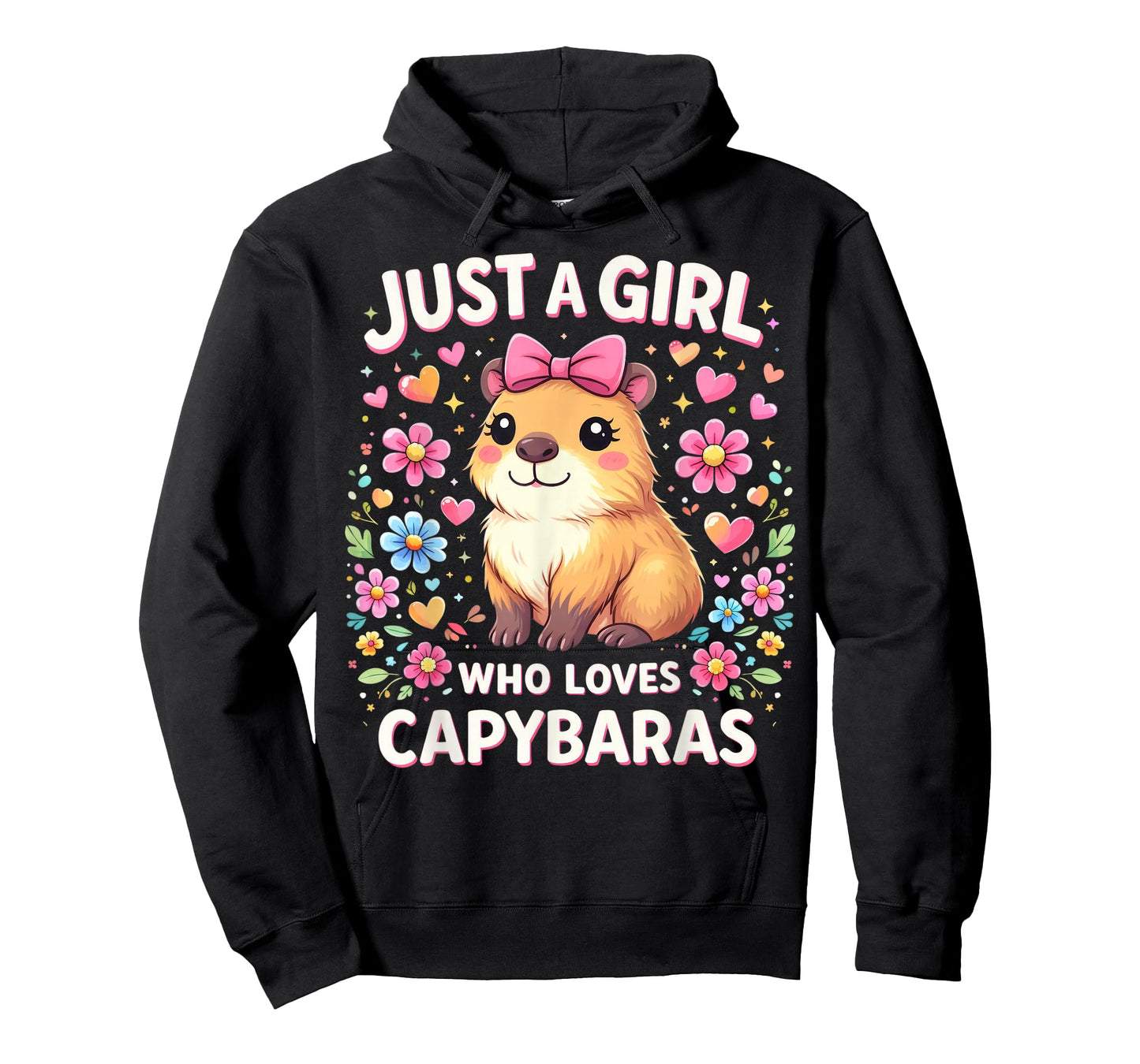 Just a Girl who Loves Capybaras Cute Pink Bow Capybara Lover T-Shirt