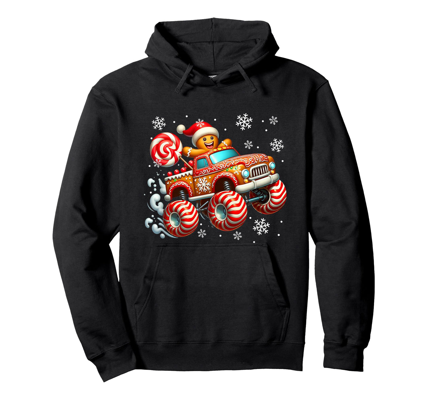 Santa Gingerbread Candy On Monster Truck Cookies Xmas Baker T-Shirt