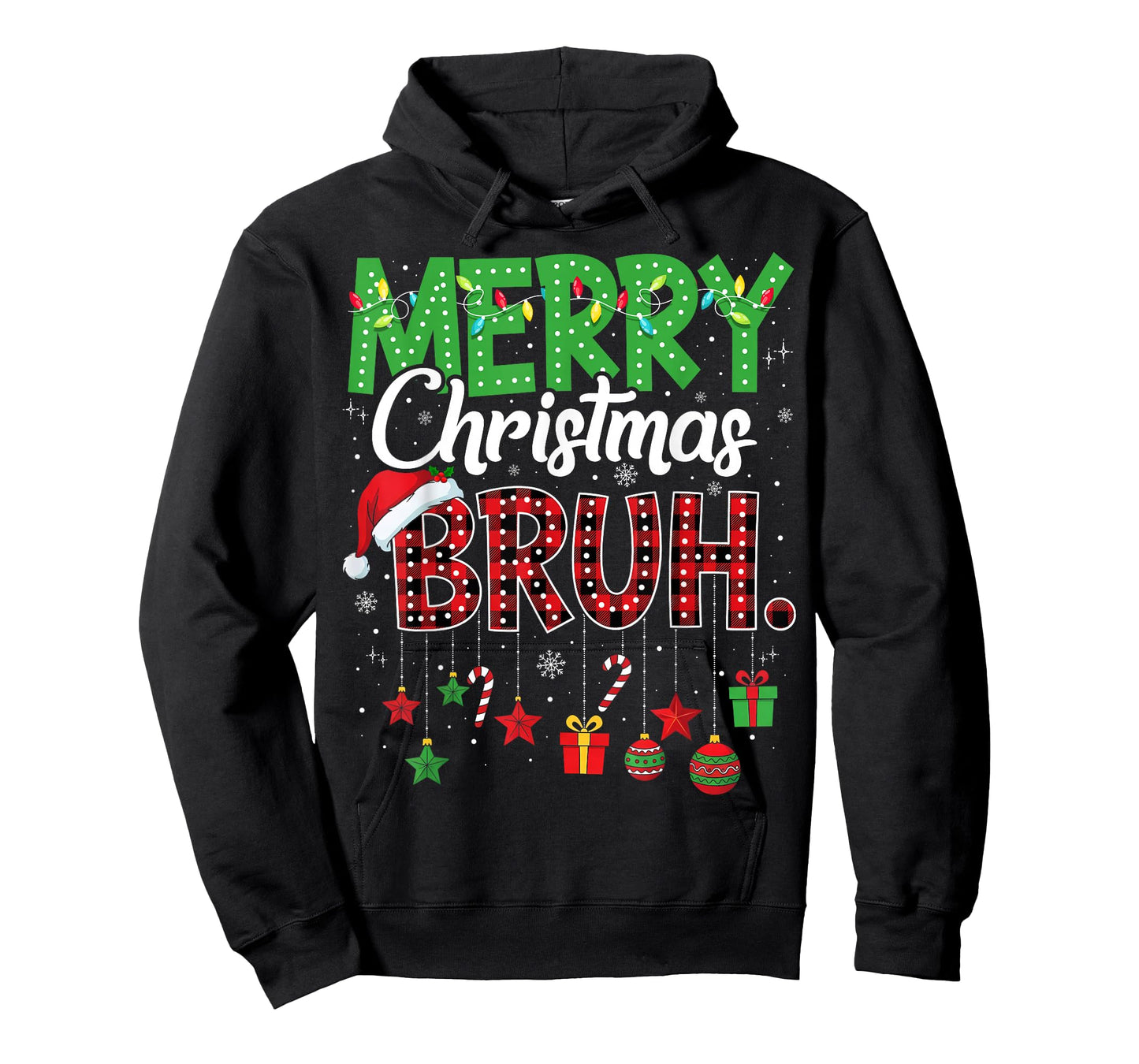 Bruh Christmas Red Plaid Teens Boys Kids Xmas Pajama T-Shirt