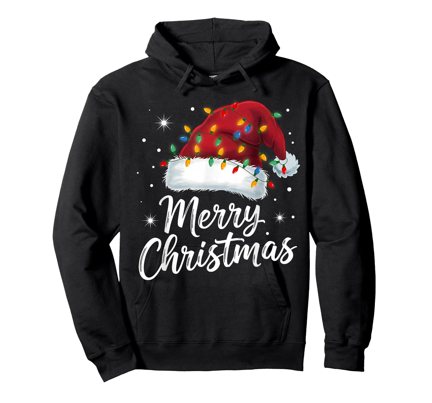 Merry Christmas Lights Red Santa Hat Xmas Family Men Women T-Shirt