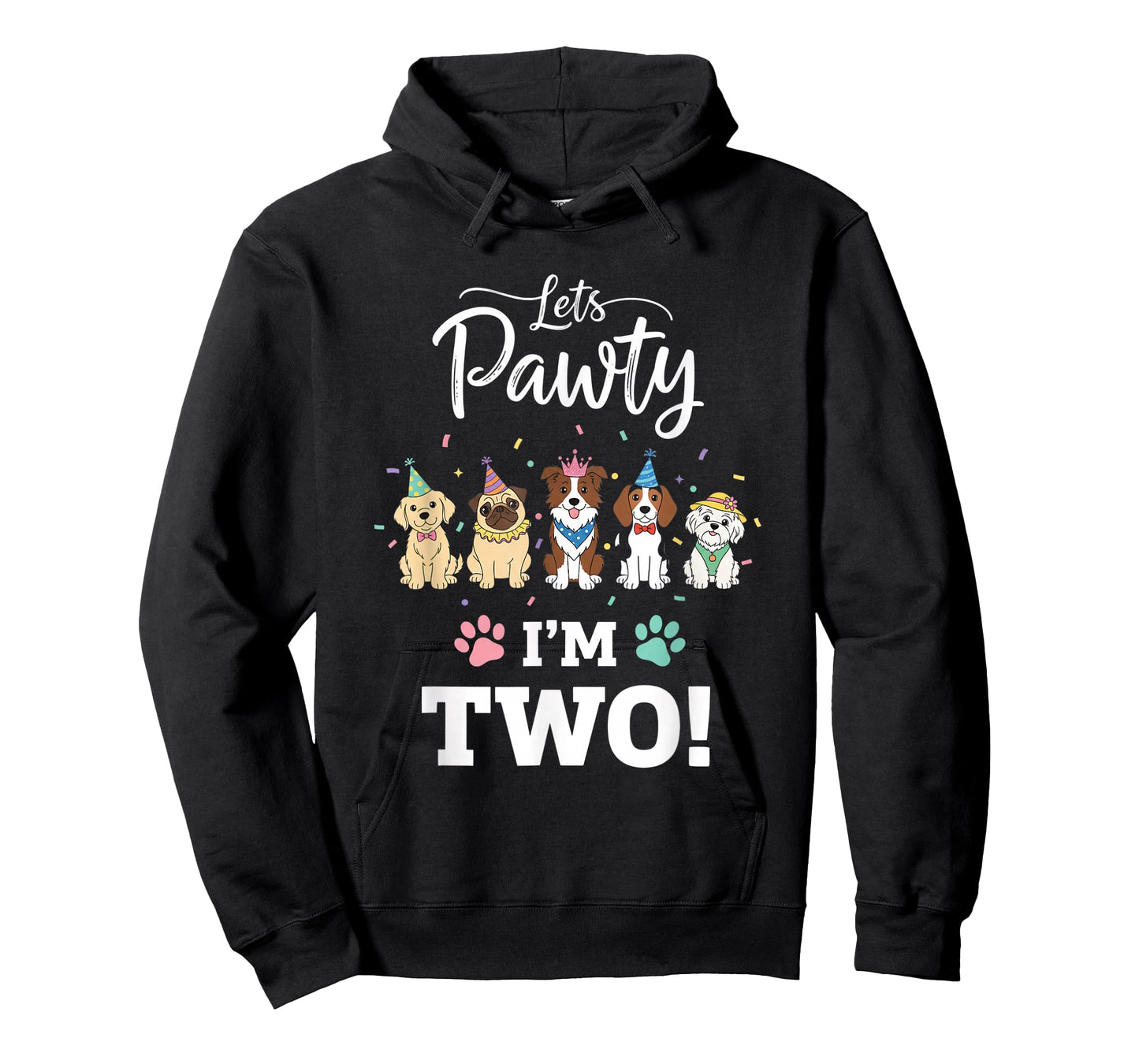Dog Lets Pawty I'm Two! Puppy Birthday Party Design T-Shirt