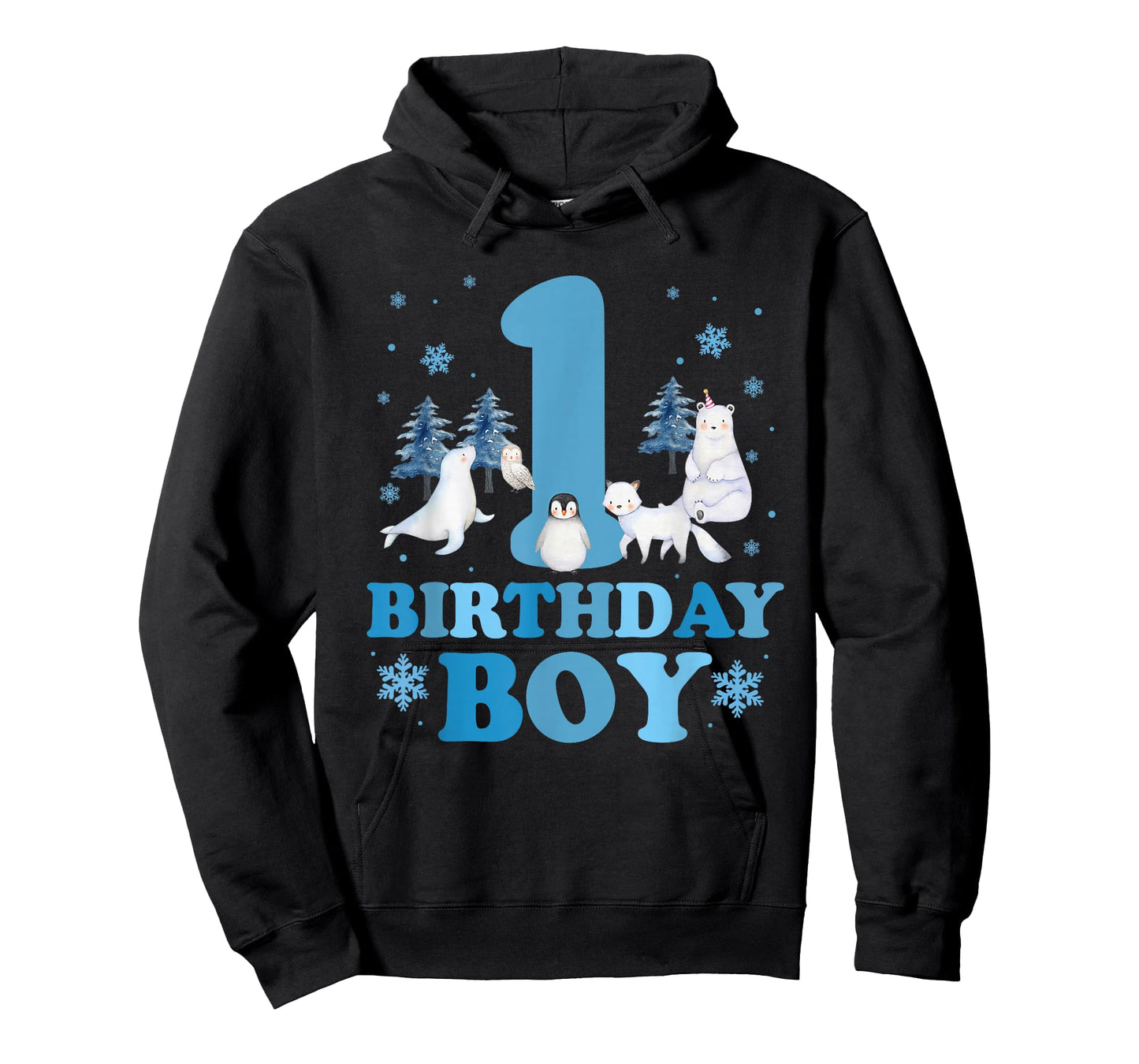Winter 1st Birthday Boy Arctic Animals 1 Year Old Birthday T-Shirt