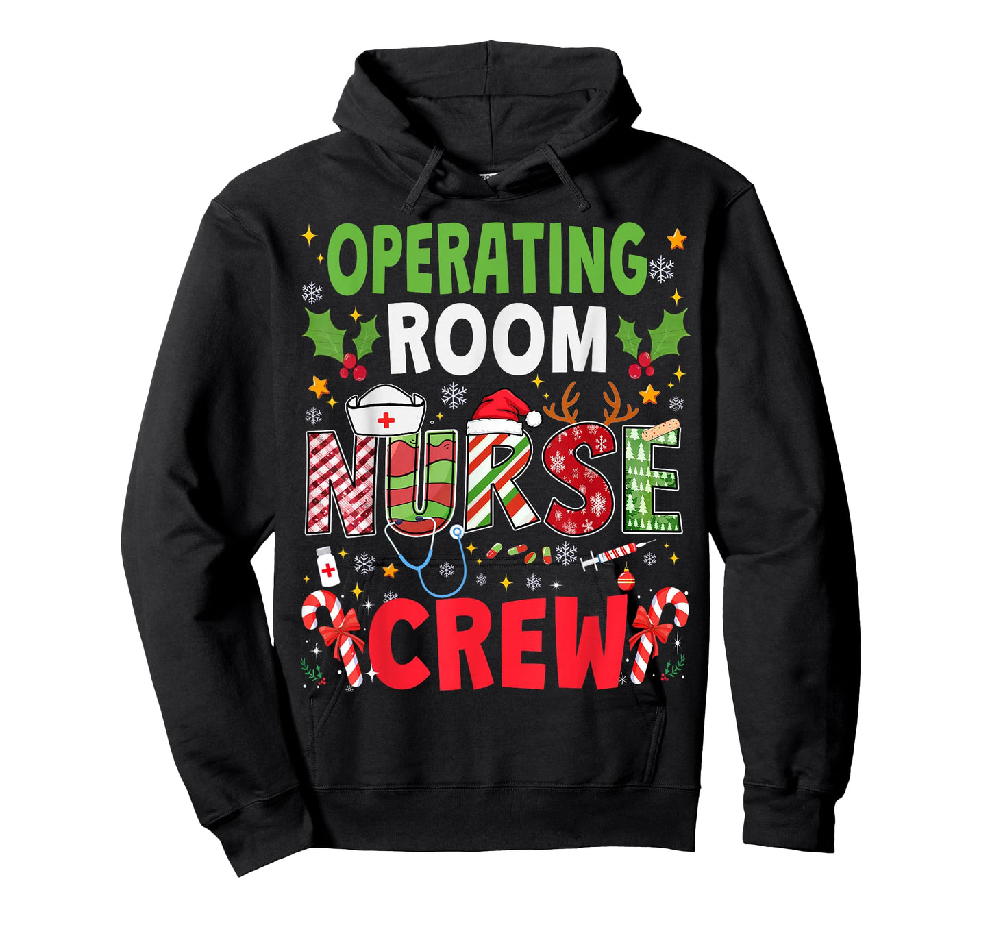 Operating Room Nurse Christmas Crew Funny Xmas Nurse Pajama T-Shirt