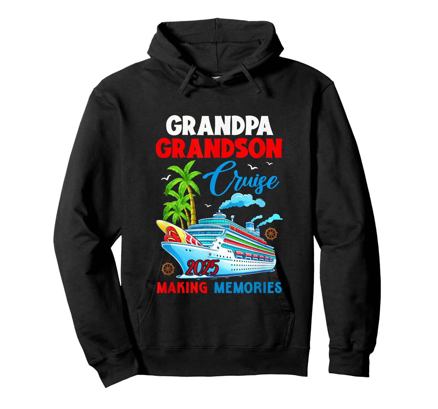 Grandpa Grandson Cruise 2025 Memories Christmas Family Kids T-Shirt