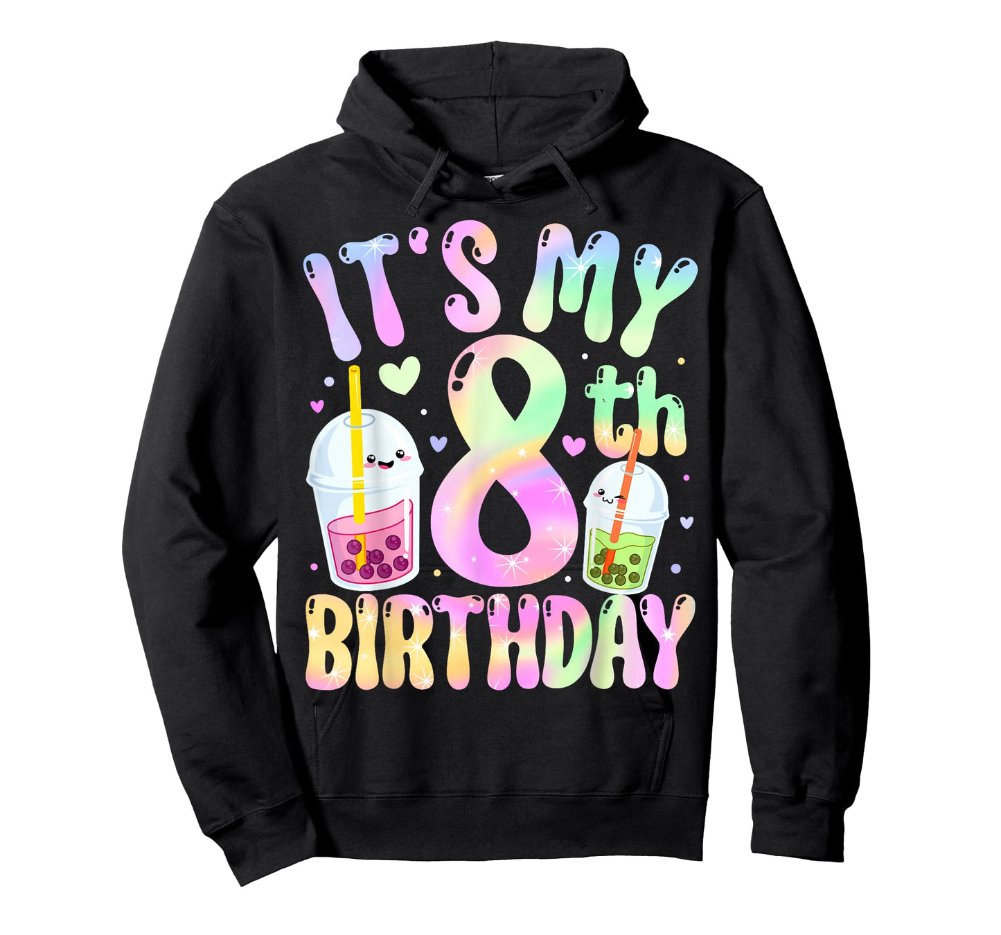 It's My 8th Birthday Bubble Boba Tea Party 8 Year Old Girl T-Shirt