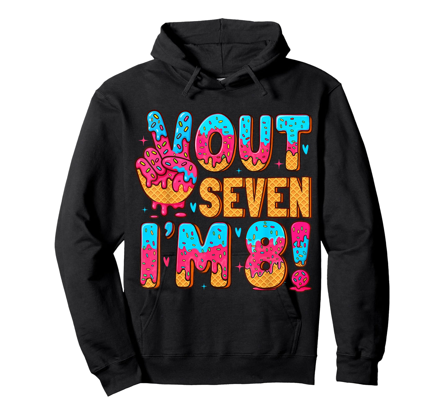 Peace Out 7 I'm 8 Eight Year Old 8th Birthday Ice Cream Drip T-Shirt
