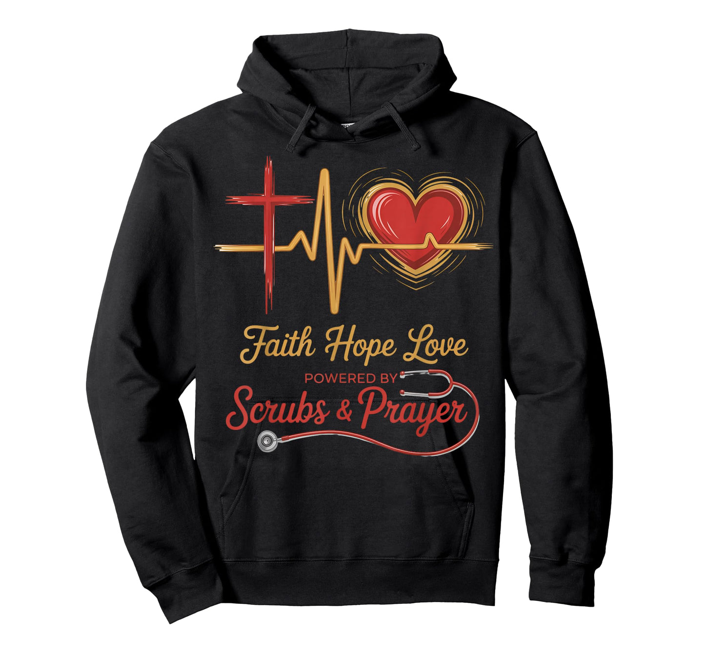 Scrubs and Prayer Nurse Christian God Jesus Faith Hope Love T-Shirt
