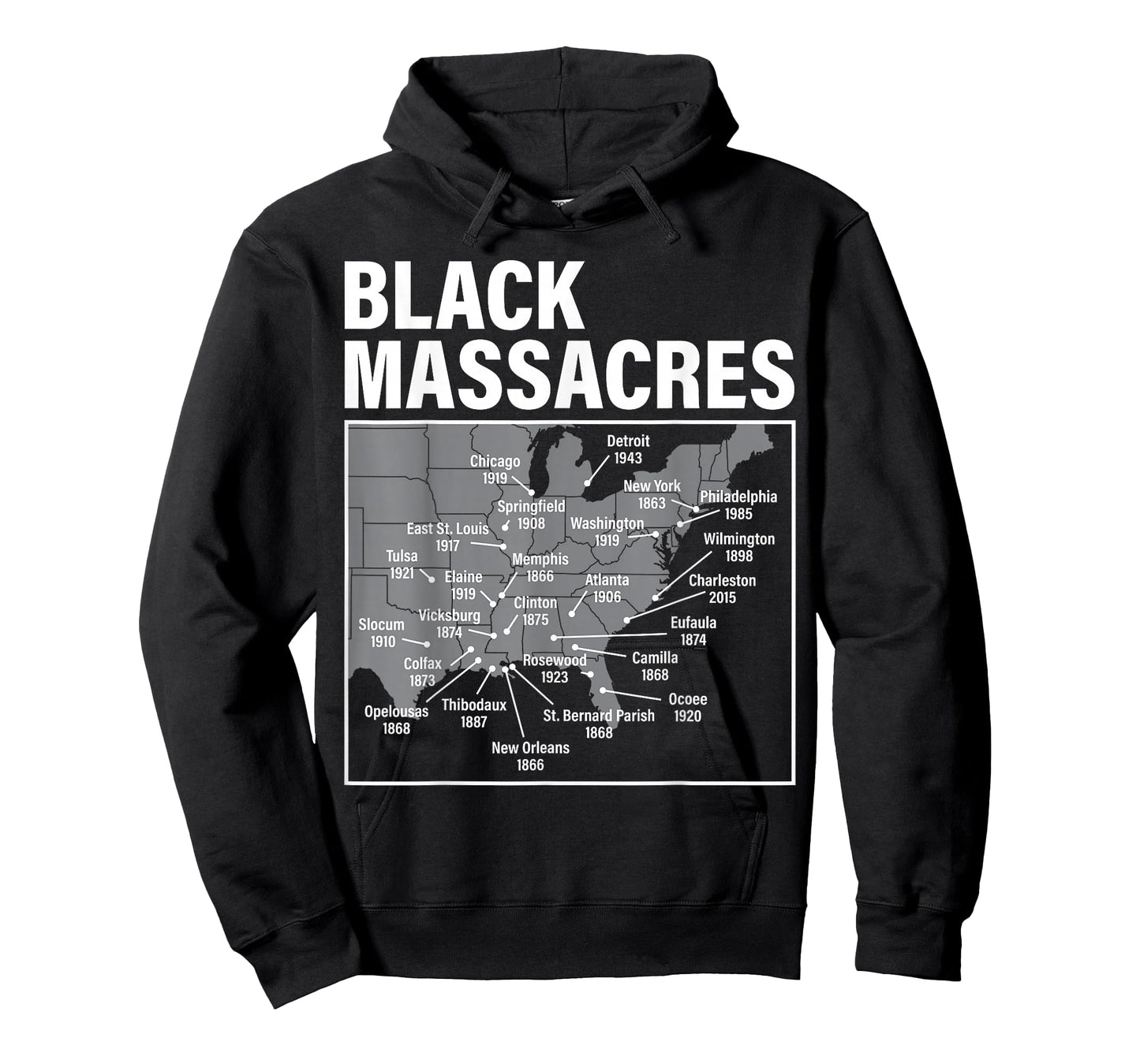 Black Massacres History Map Afro American Straggle Awareness T-Shirt