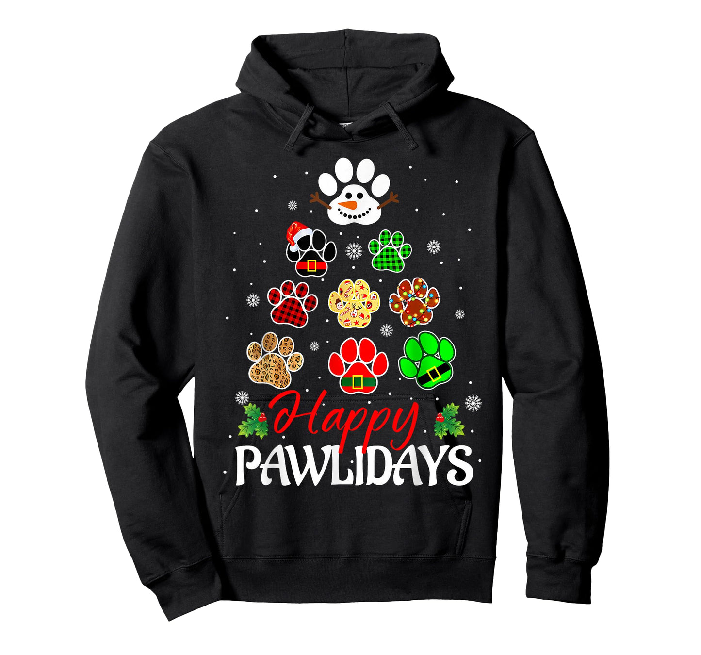 Happy Pawlidays Funny Christmas Dog Paw Xmas Dogs Lover Mom T-Shirt