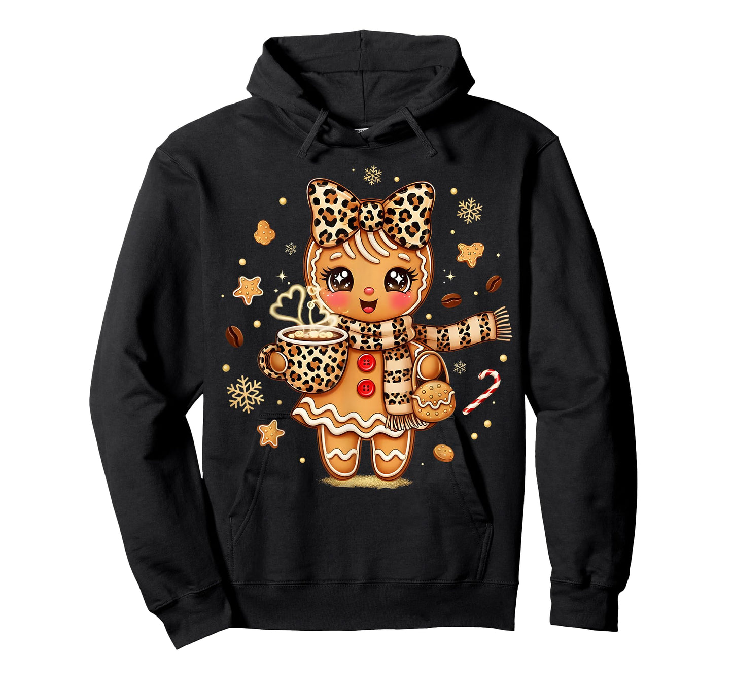 Cute Gingerbread Leopard Coquette Christmas Xmas Women Girl T-Shirt