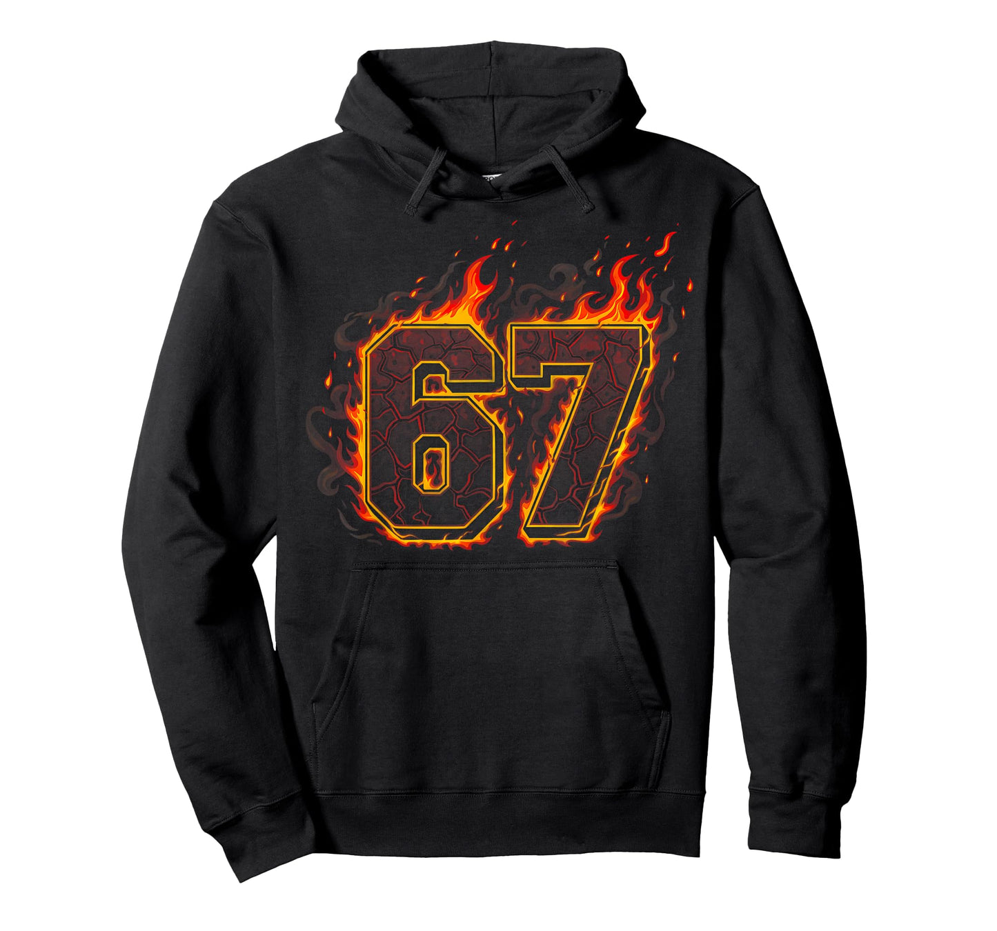 Six Seven 67 Meme Flames Fire Funny Gen Alpha Slang Kids T-Shirt
