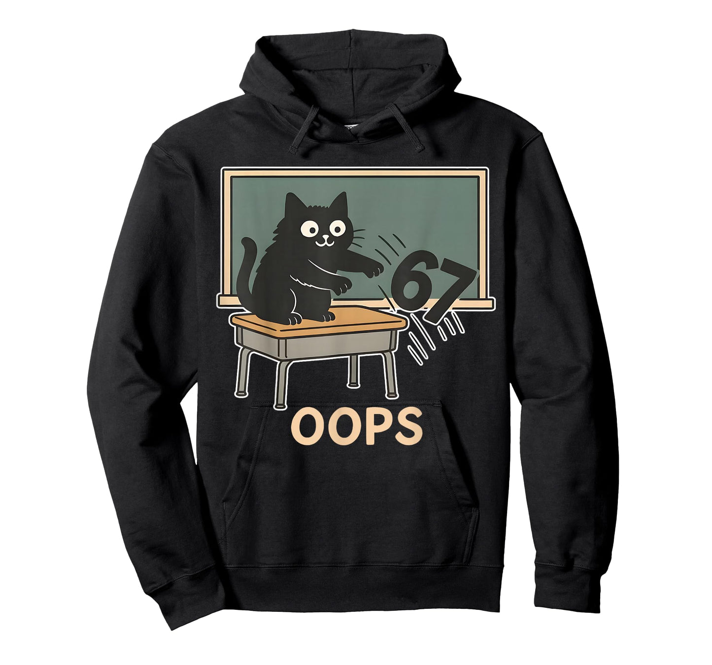 6 7 Meme Kids Teachers Students Six Seven Funny Black Cat T-Shirt