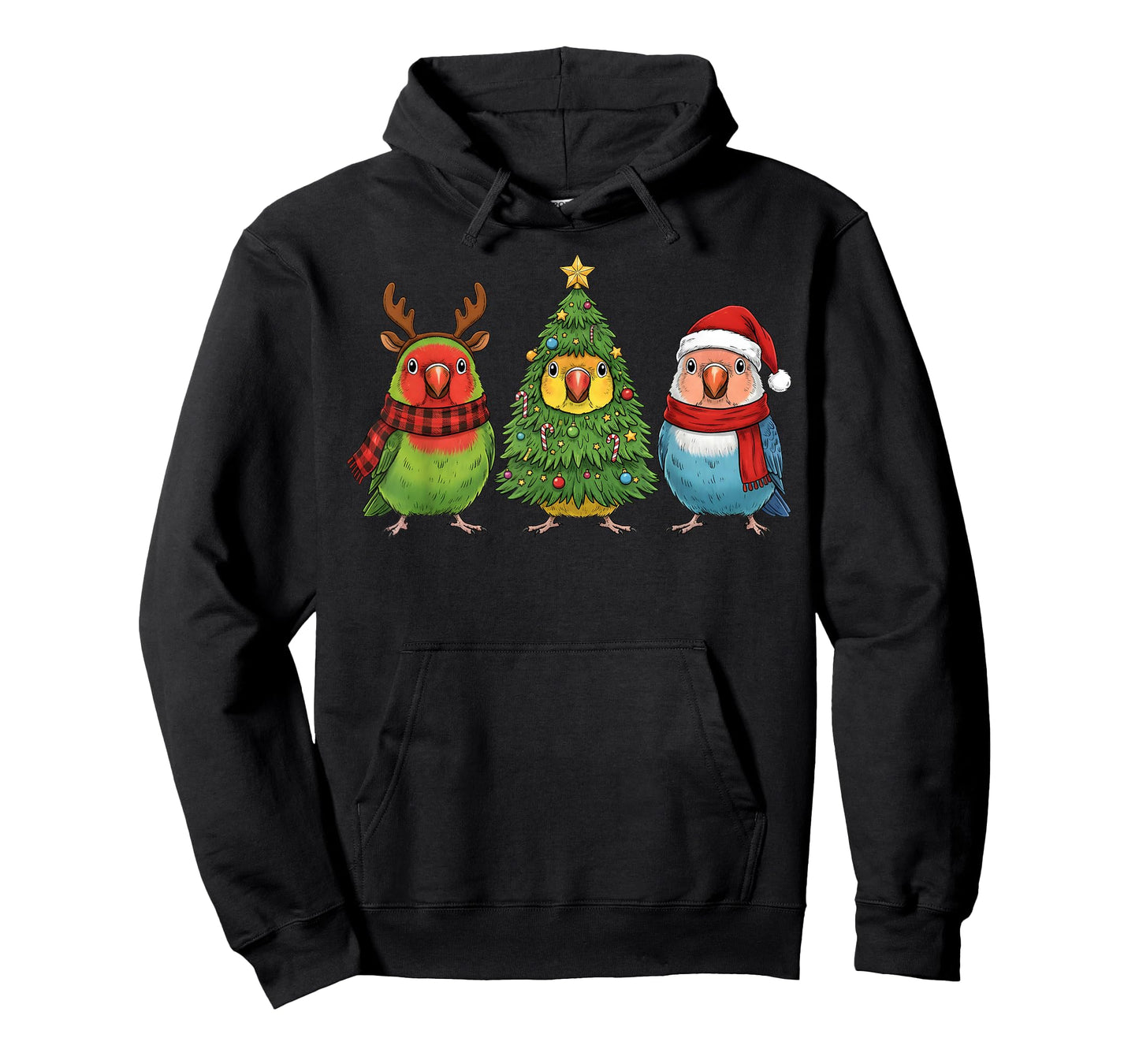 Retro Christmas Lovebird Parrot Santa Reindeer T-Shirt