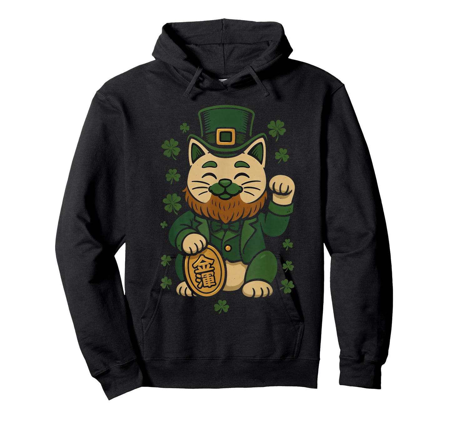 St Patrick's Day Cat Statue Lucky Clover Charm Adult Kids T-Shirt