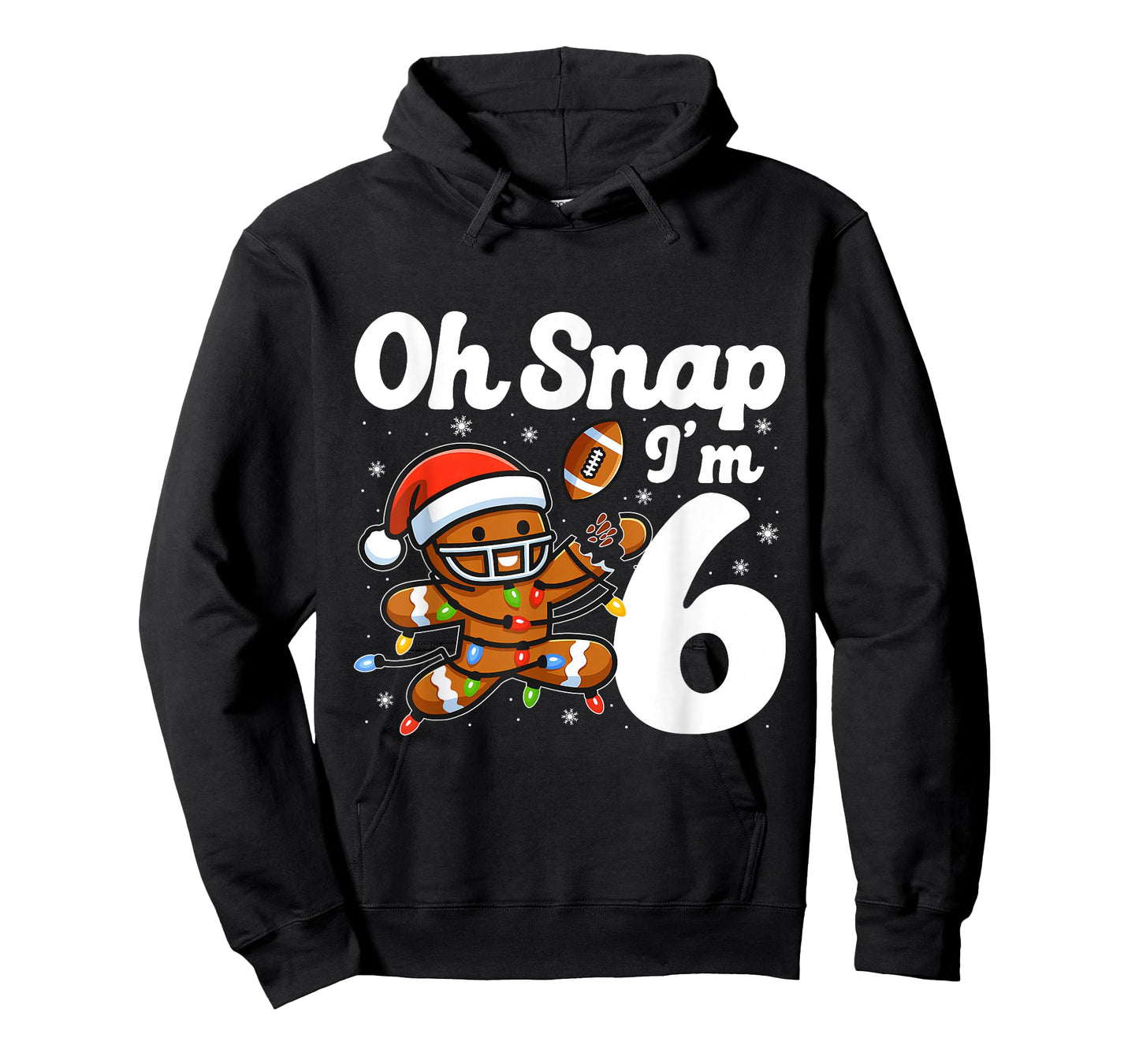 Oh Snap I'm 6 Gingerbreadman 6th Bday Christmas Football T-Shirt