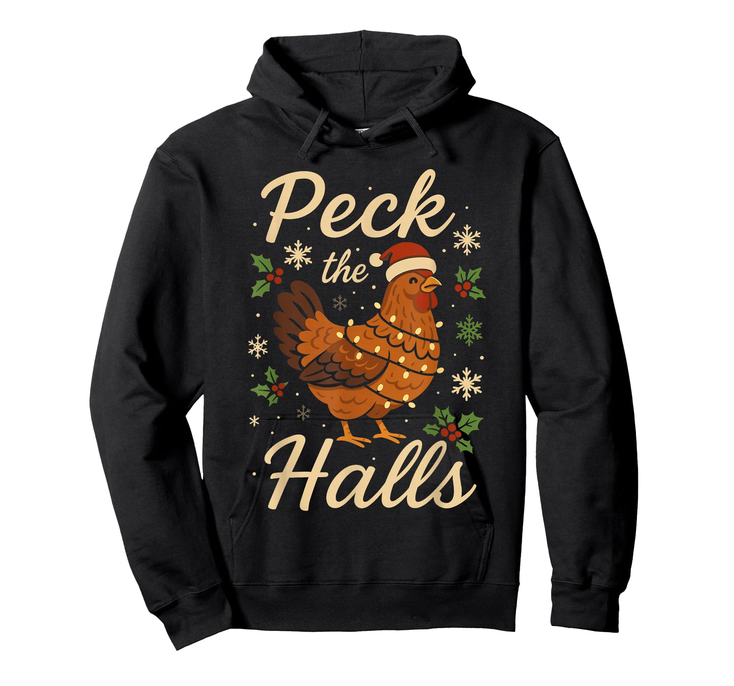 Funny Christmas Chicken Pajamas Shirt Chicken Peck The Halls T-Shirt