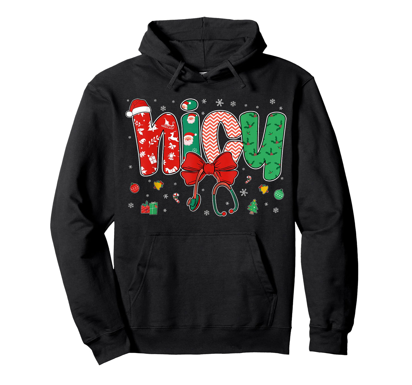NICU Nurse Christmas Coquette Bow Holiday NICU Crew Team T-Shirt
