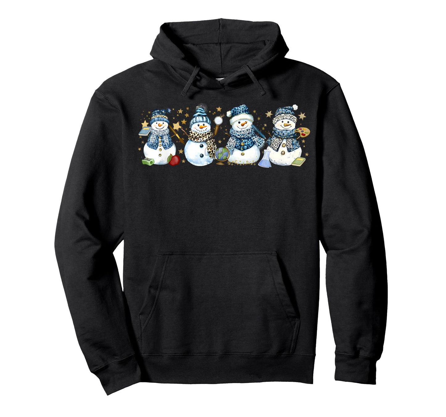 Snowman Teacher Winter Leopard Classroom Cute Blue Style T-Shirt