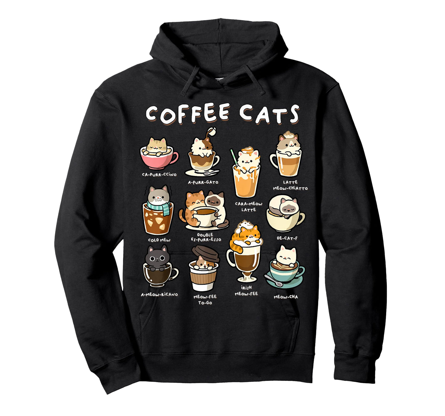 Cute Coffee Cats Kawaii Pun Funny Cat Lover Barista T-Shirt