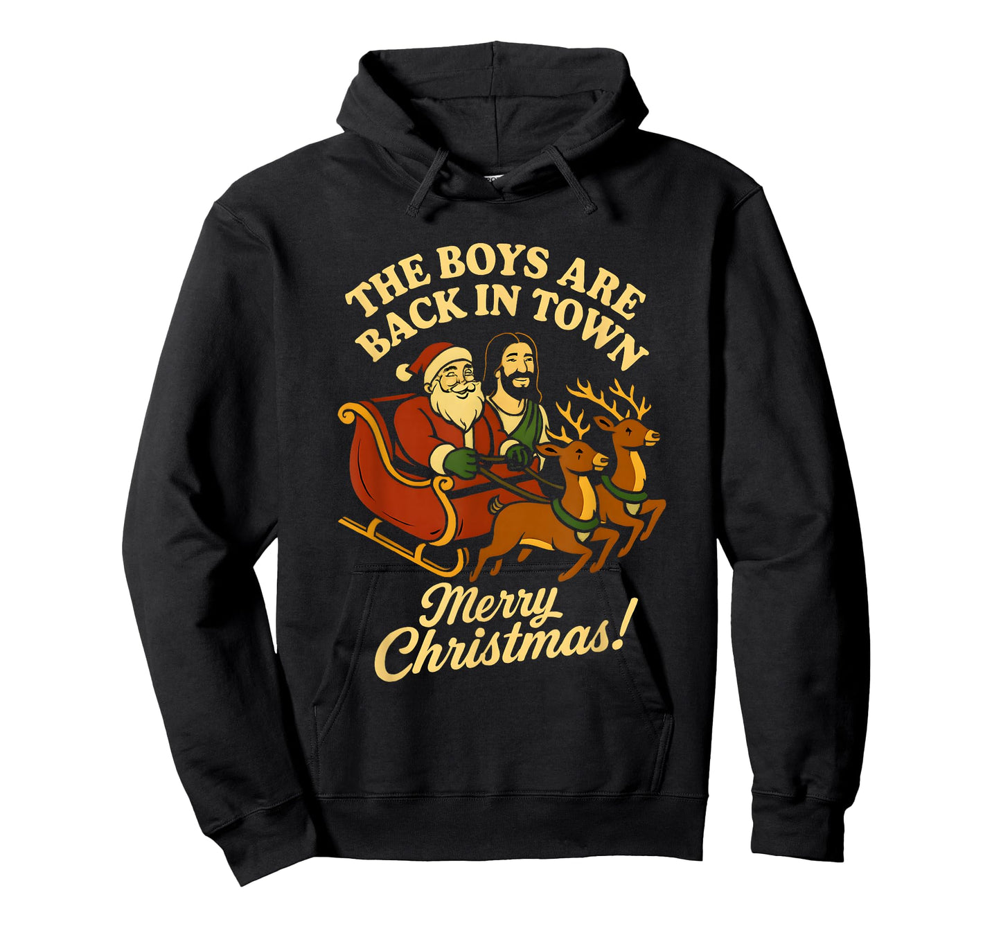 The Boys are Back in Town Christmas Jesus and Santa Funny T-Shirt