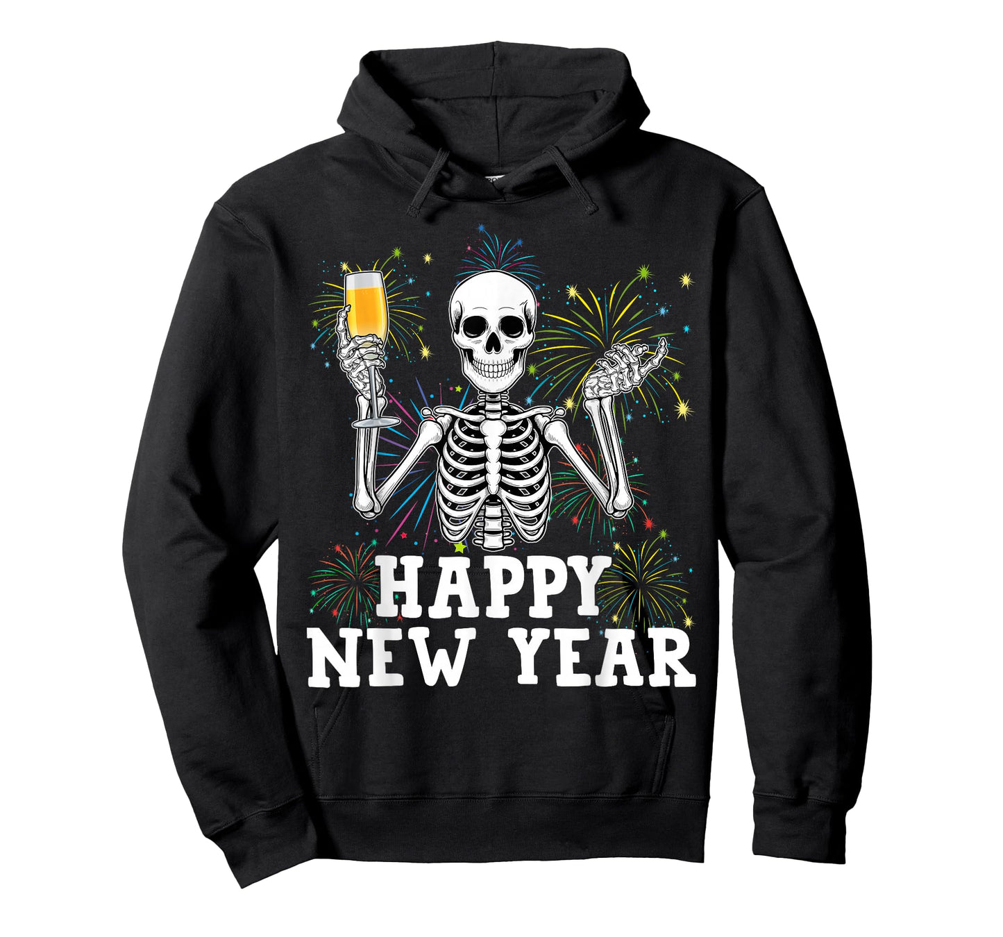 Happy New Year 2026 Skeleton Drink Champagne New Years Eve T-Shirt