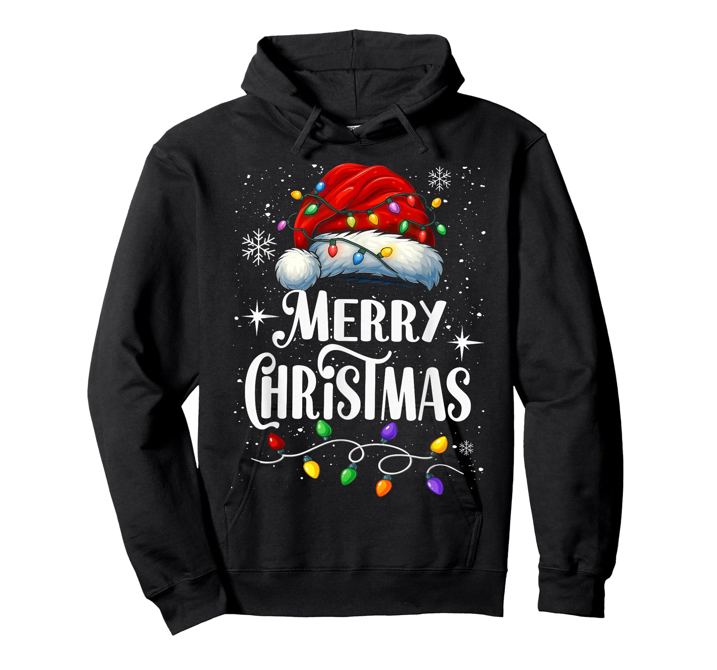 Merry Christmas Lights Santa Hat Xmas Family Matching Pajama T-Shirt